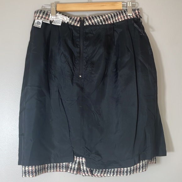 VTG 90s Simon Chang Designer 100% Wool Houndstooth Knee Length Skirt M/L - Picture 12 of 13